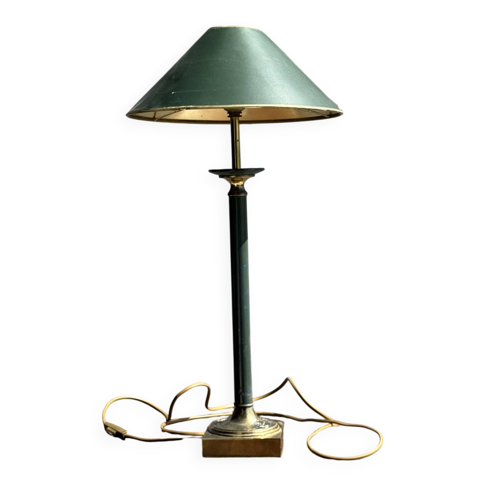 Vintage green and gold table lamp H60 D30