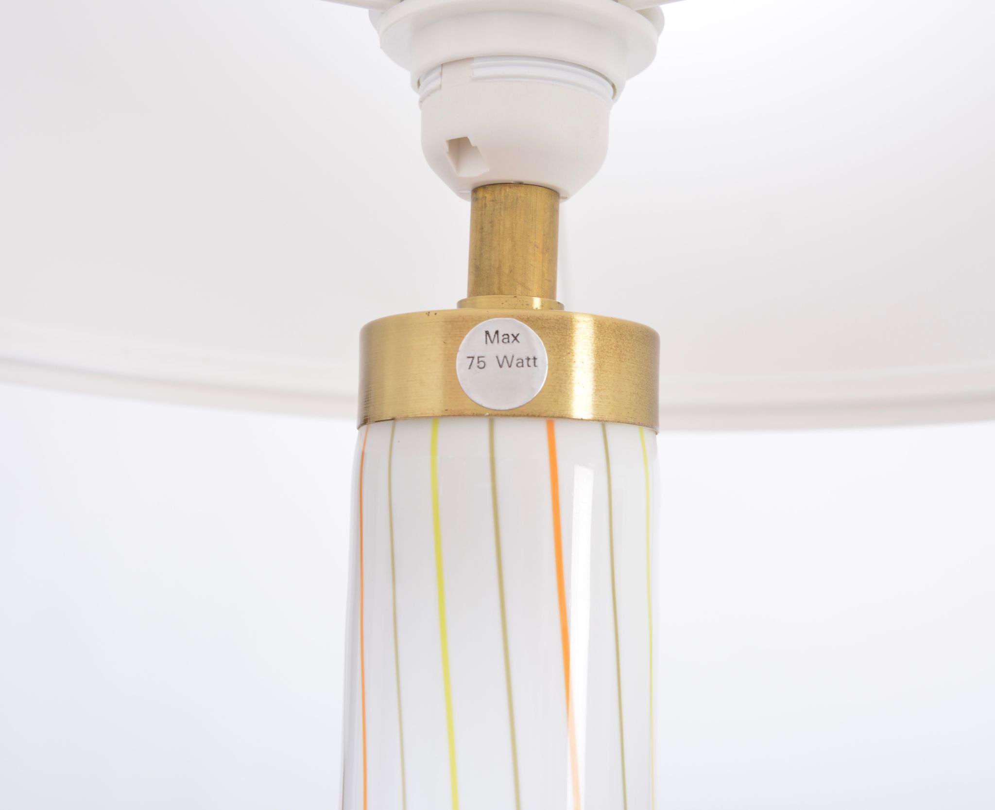 Pair of 1970s tall White Glass Table Lamps model "Candy" by Holmegaard