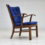 1960s, Danish easy armchair by Fritz Hansen, wool fabric, beech wood.