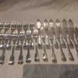 12 fish cutlery sets 24p silver plated metal goldsmith Francia uni-flat