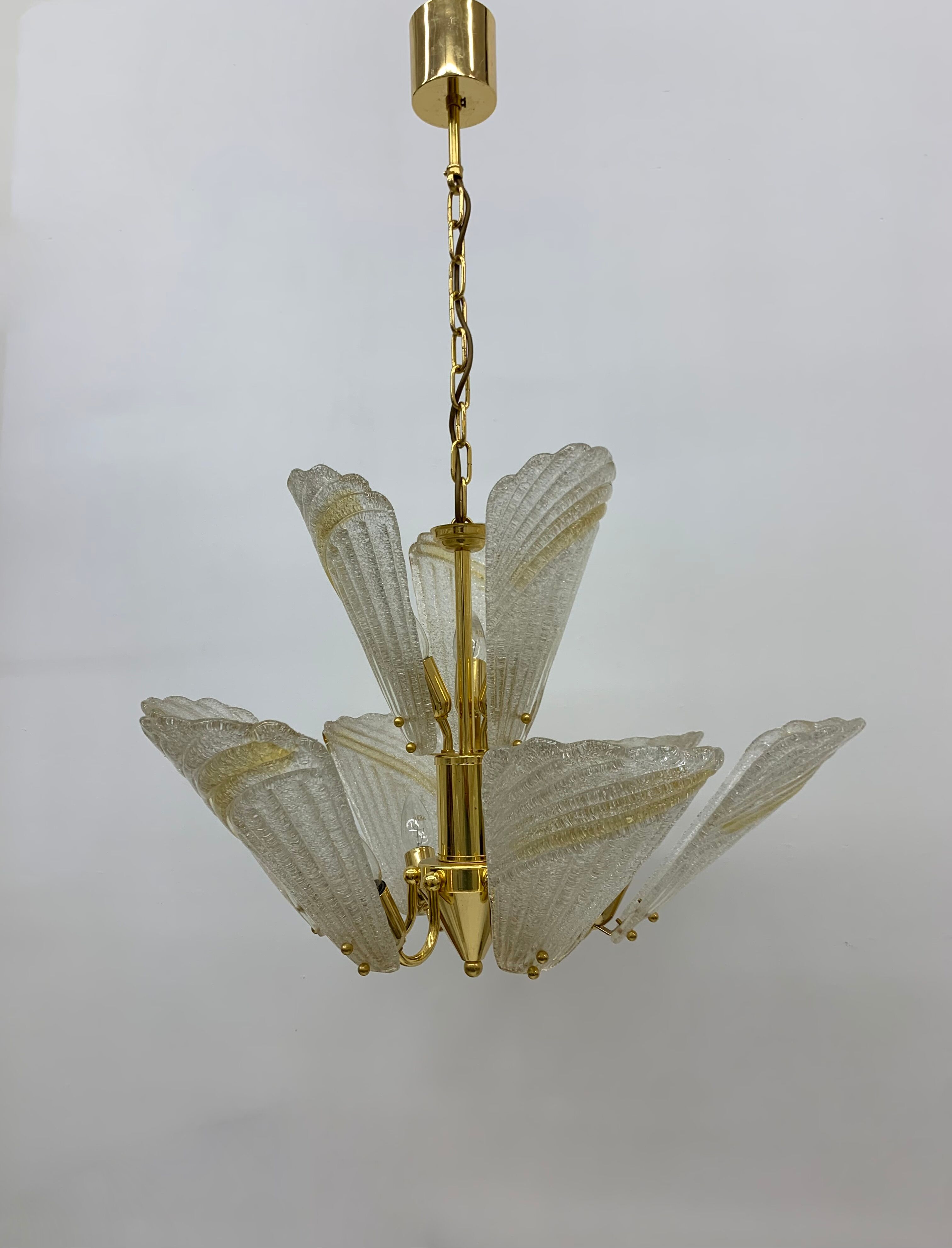 Italian murano glass chandelier hollywood regency design , 1970