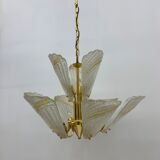 Italian murano glass chandelier hollywood regency design , 1970