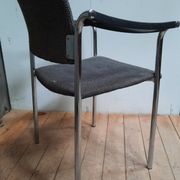 Suite of 4 contemporary armchairs in chrome-plated metal
