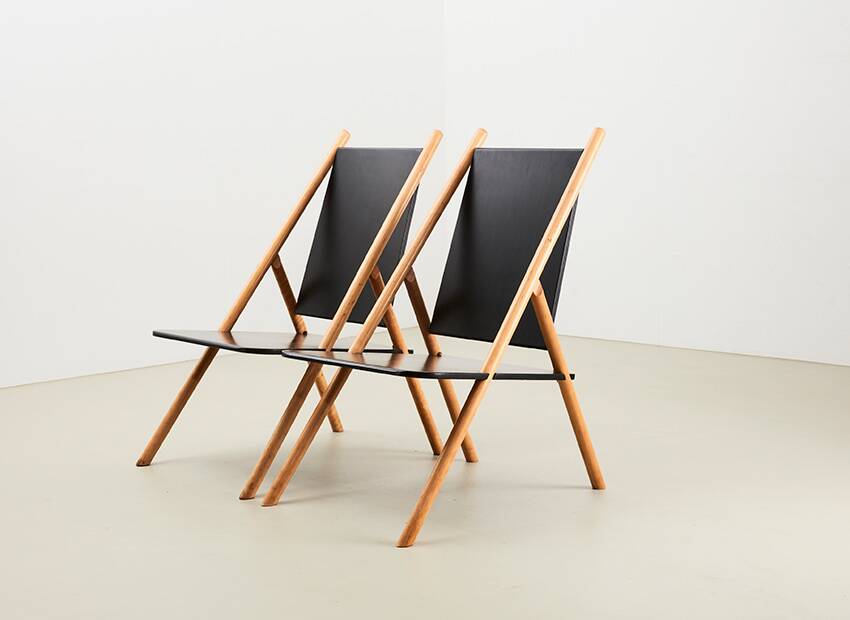 Yrjo Wiherheimo & Rudi Merz Rare Pair of Pinna Lounge Chairs for Korkeakosko Oy Finland 1970s