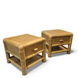 2 x Bamboo night stands / side tables / 1980s
