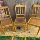 Set of 4 Antique Bistrot Chairs in Baumann Style Wood from the 60s