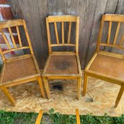 Set of 4 Antique Bistrot Chairs in Baumann Style Wood from the 60s