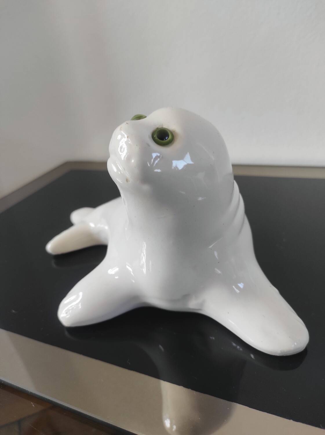 Ceramic glazed "blanchon" seal statuette from Alcobaça – Portugal