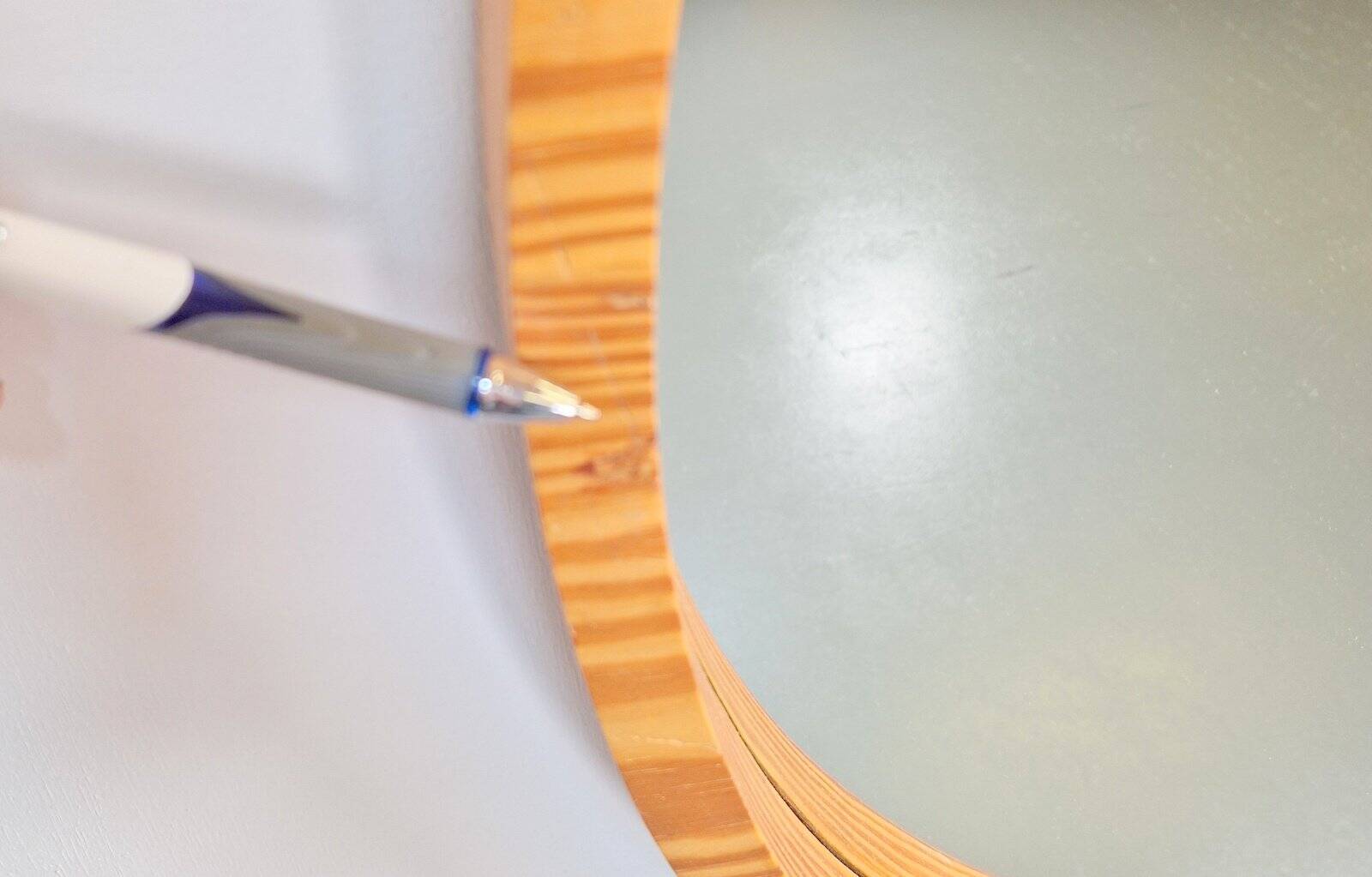 Large Mid-Century Round Pine Mirror, Denmark, 1960s