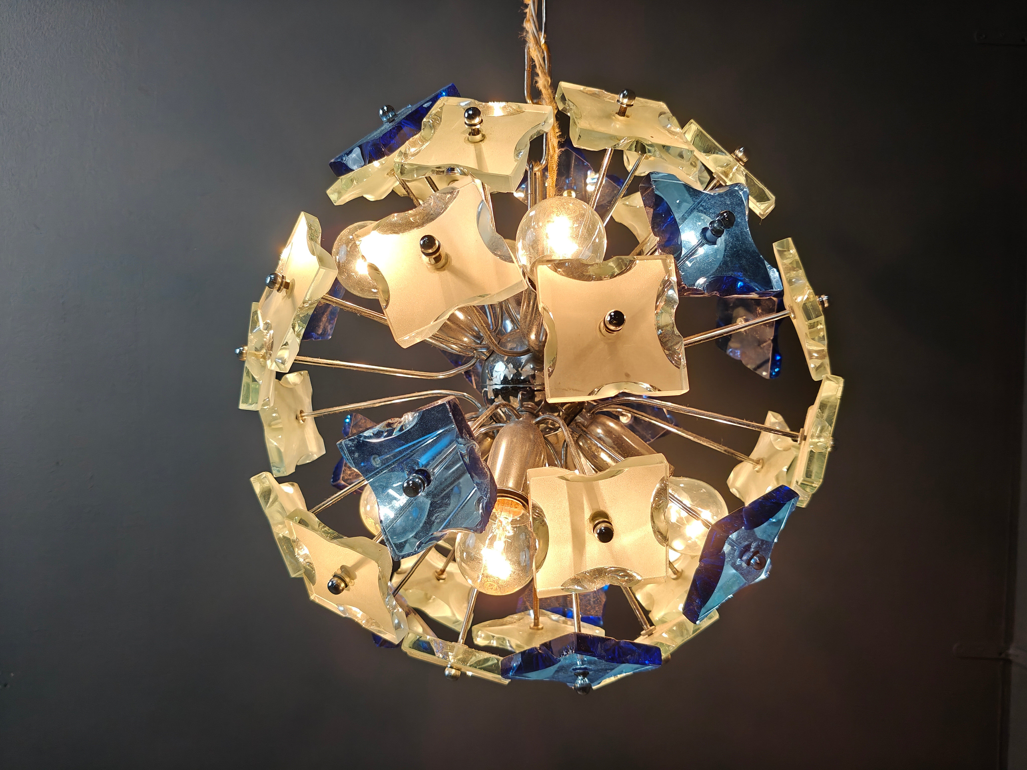 Hammered glass chandelier, 1970s