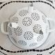 Strainer 3 feet in white enamel vintage French 30s