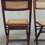 Folding chairs in wood and cane, 80's