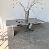 Handcrafted metal coffee table from the 1970s