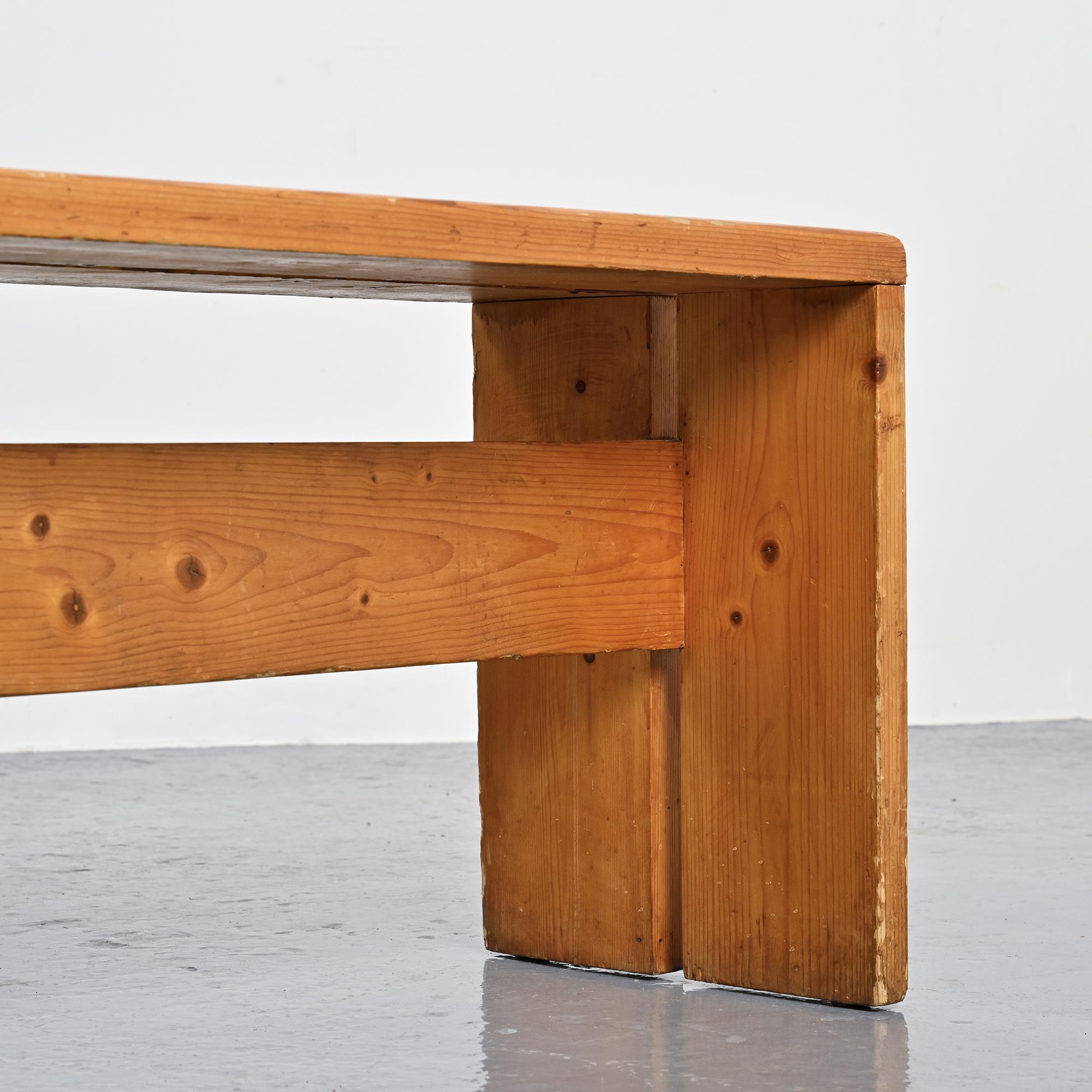 Solid pine bench, Les Arcs, circa 1973