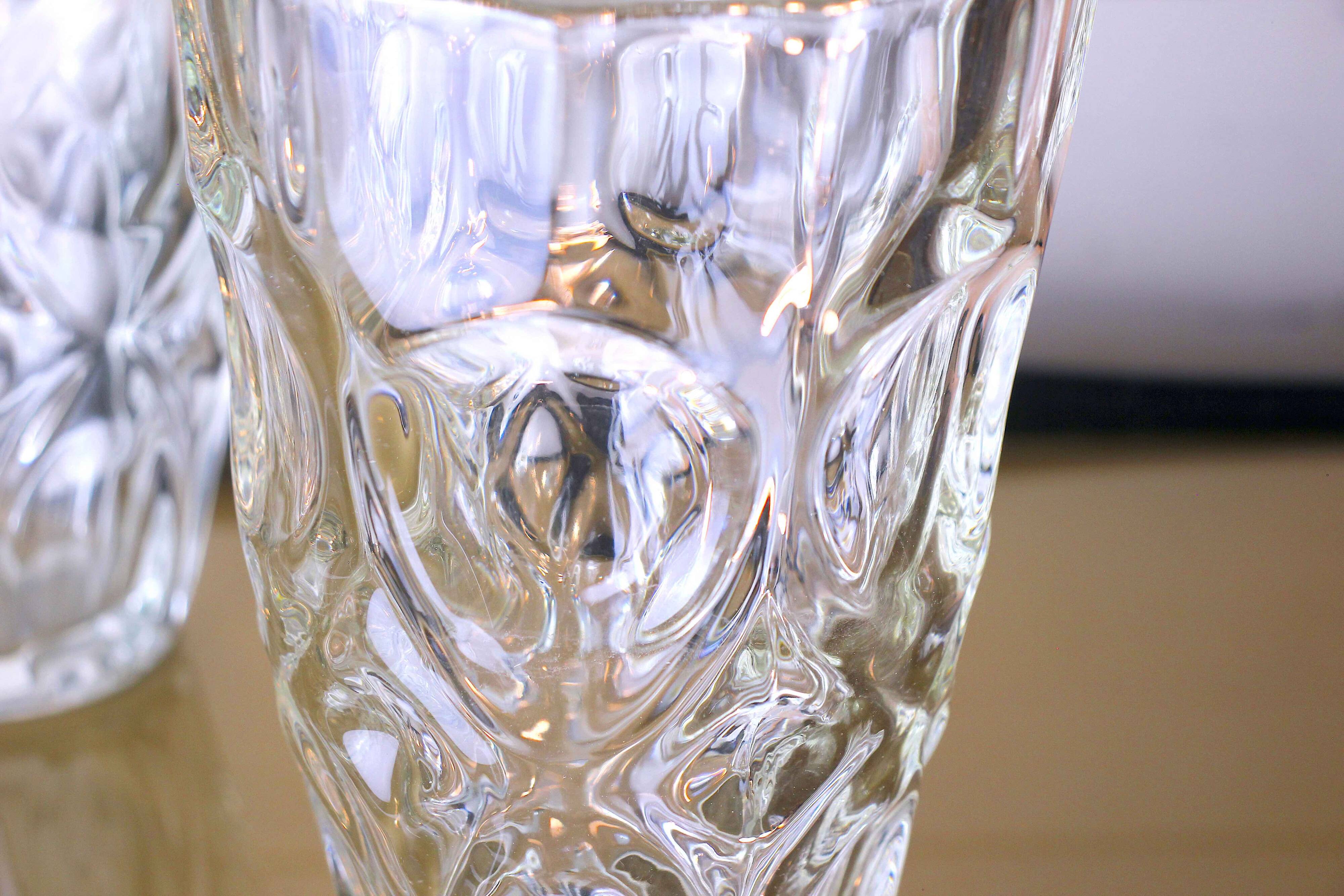 Pair of cut crystal vases, France 1970s