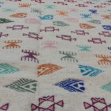 Handmade large multicolored white carpet 250x150cm
