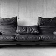 Maralunga black leather sofa 3 seater, Vico Magistretti for Cassina