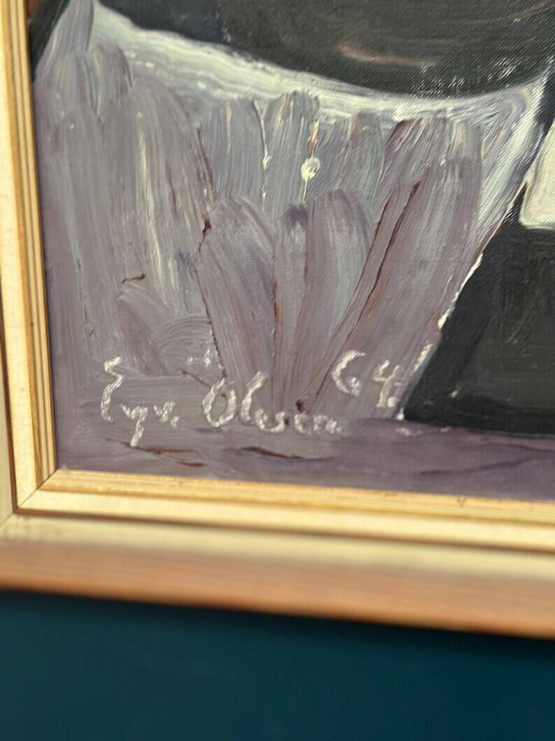 Original Swedish Oil on Canvas – “Pitcher and Plant” by Evy Olesen