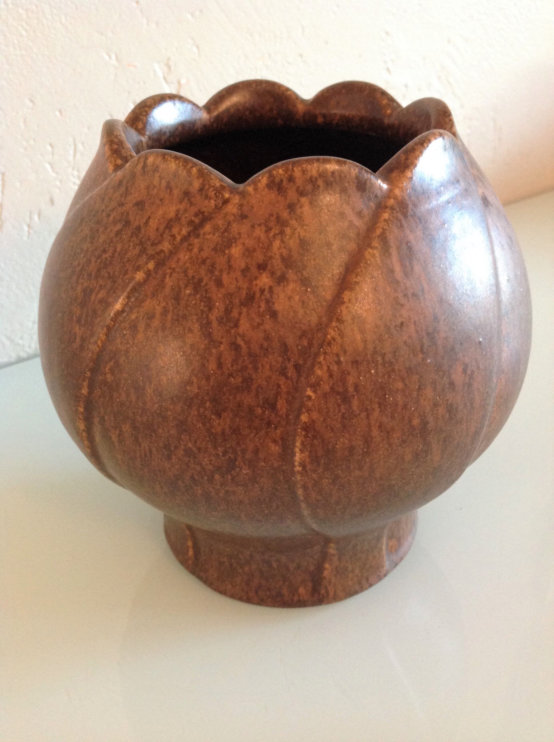 Tulip vase in brown ceramic by Steuler Keramik /vintage 60s-70s
