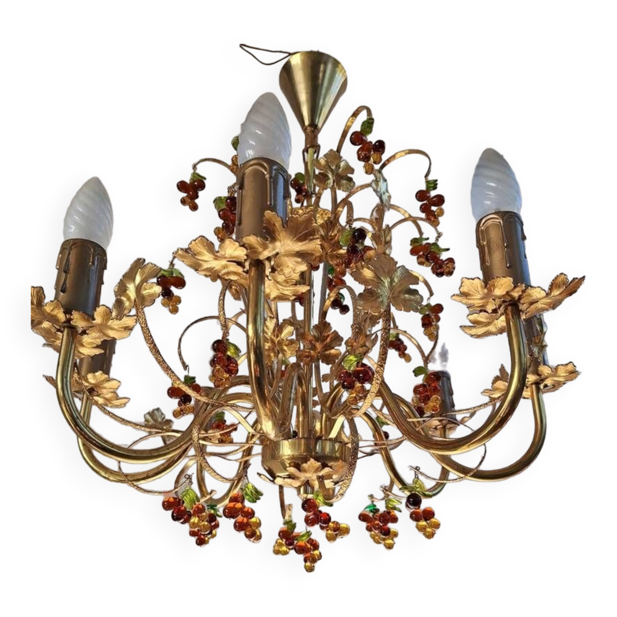 Large Murano Chandelier with Grapes and Leaves