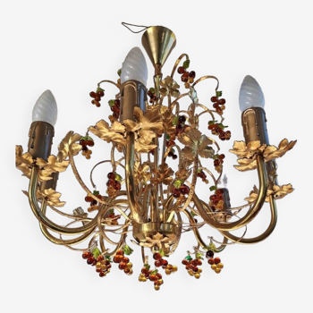 Large Murano Chandelier with Grapes and Leaves