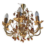 Large Murano Chandelier with Grapes and Leaves