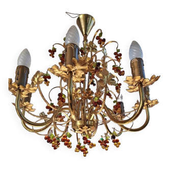 Large Murano Chandelier with Grapes and Leaves