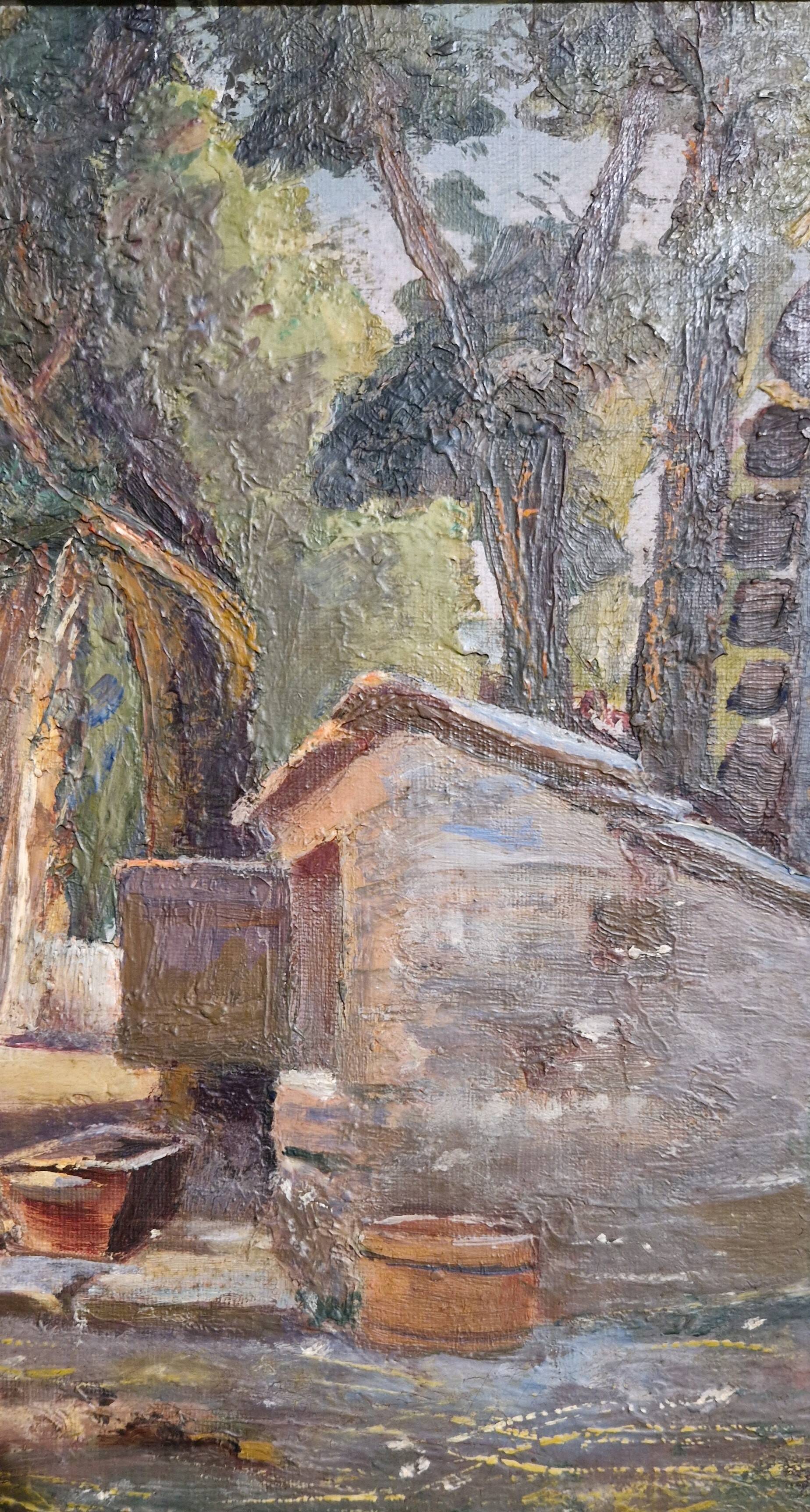 Sunny farmhouse painting