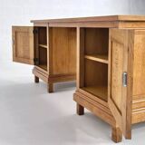 Double-sided oak and leather desk