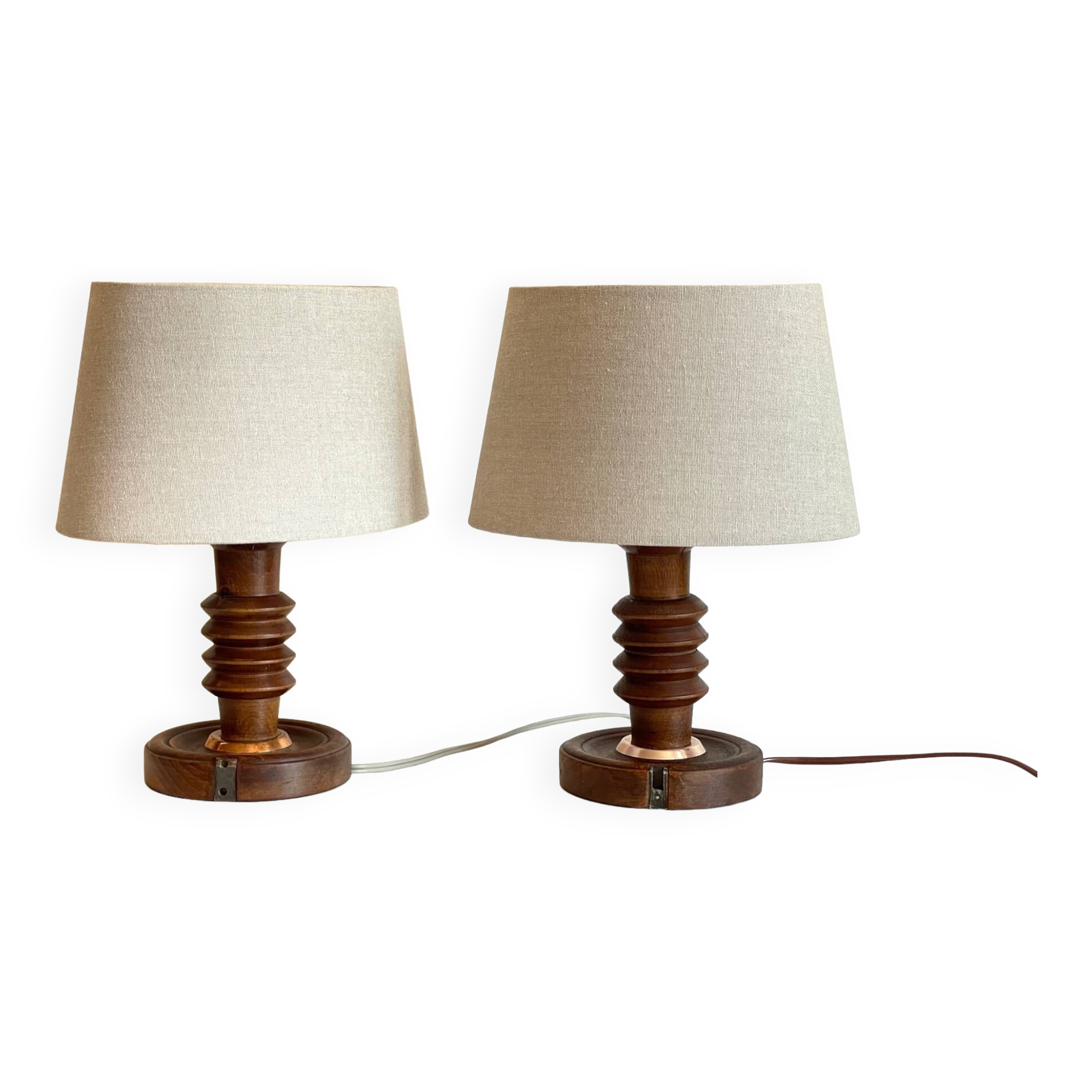 Pair of vintage wooden lamps