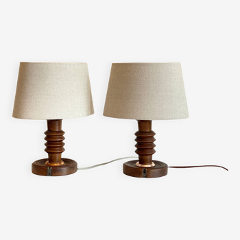 Pair of vintage wooden lamps