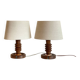 Pair of vintage wooden lamps