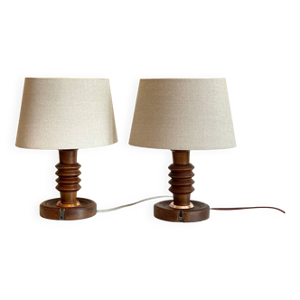 Paire de lampes bois vintage