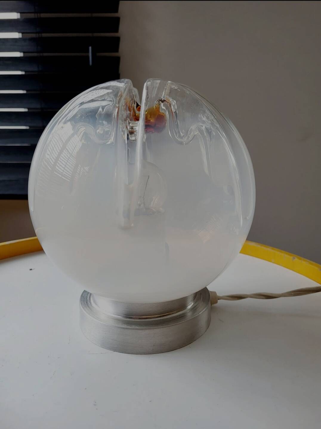 Vintage Murano table lamp with Mazzega lamp in glaze and silvered glass.