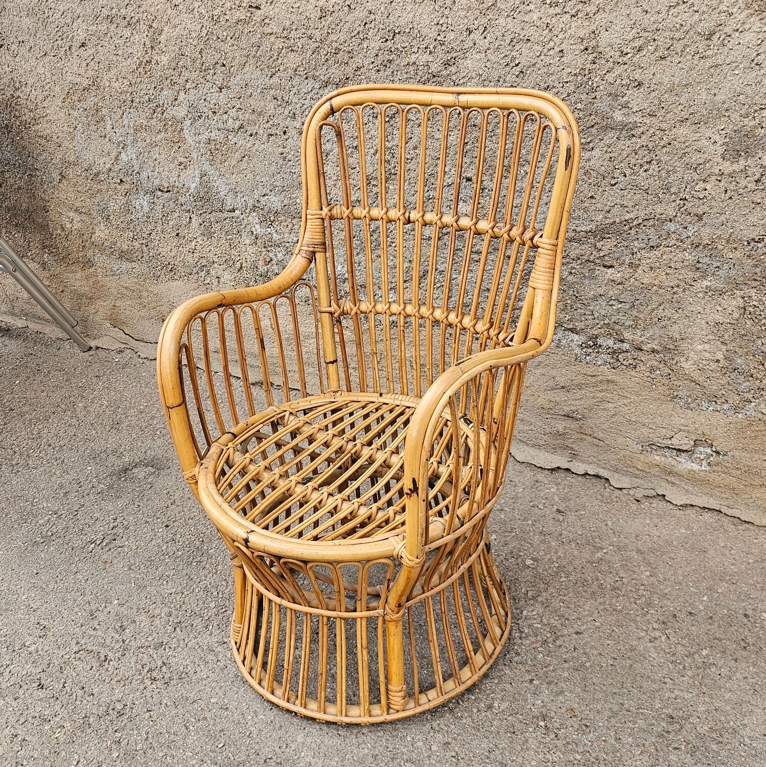 Bamboo and rattan armchair 50s Italy