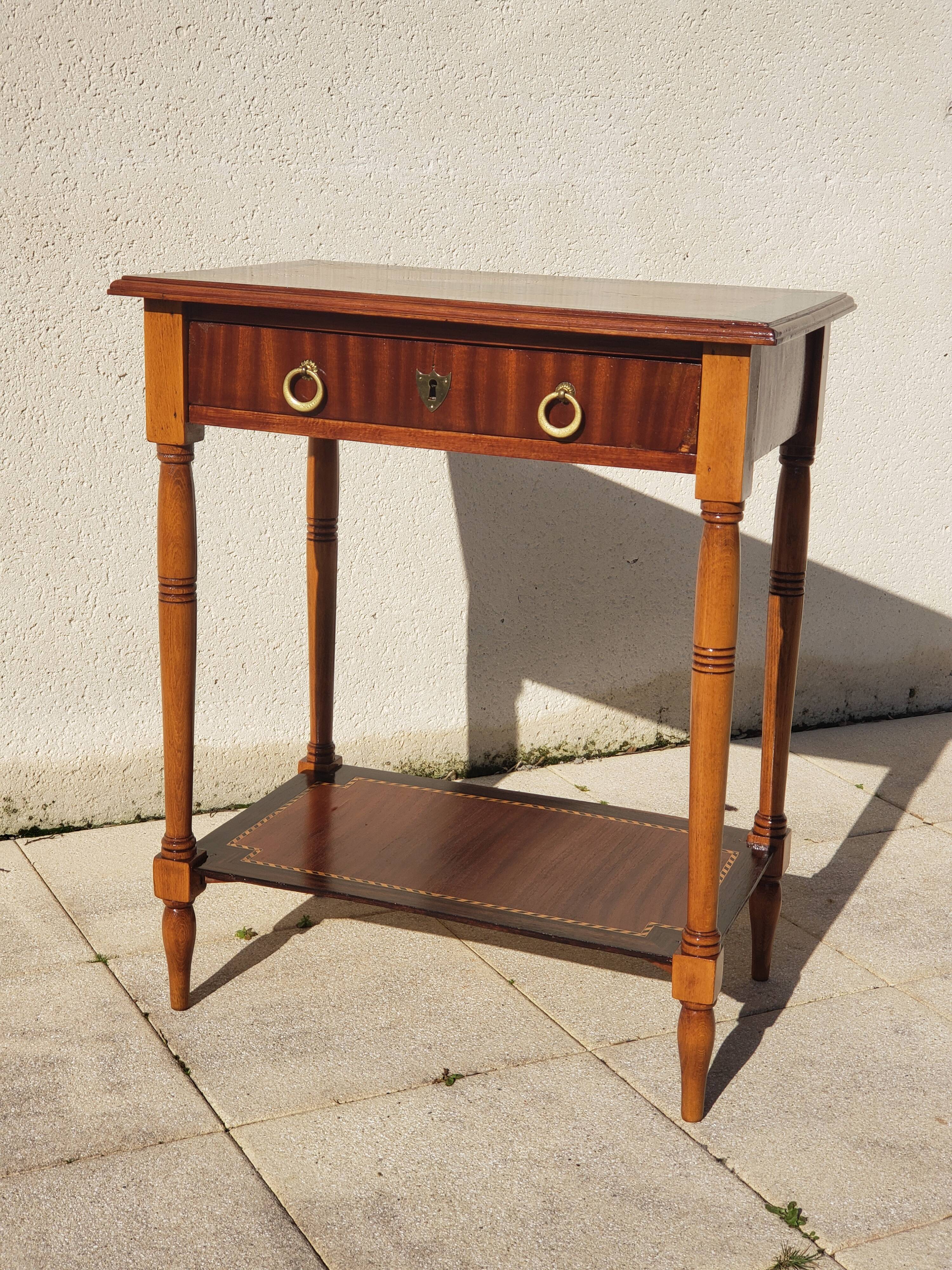 Table d'appoint ancienne console vintage antique marquetée