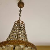 Lustre montgolfière, pampilles, ancien