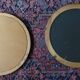 Pair of round Scandinavian pine mirrors from the 70s