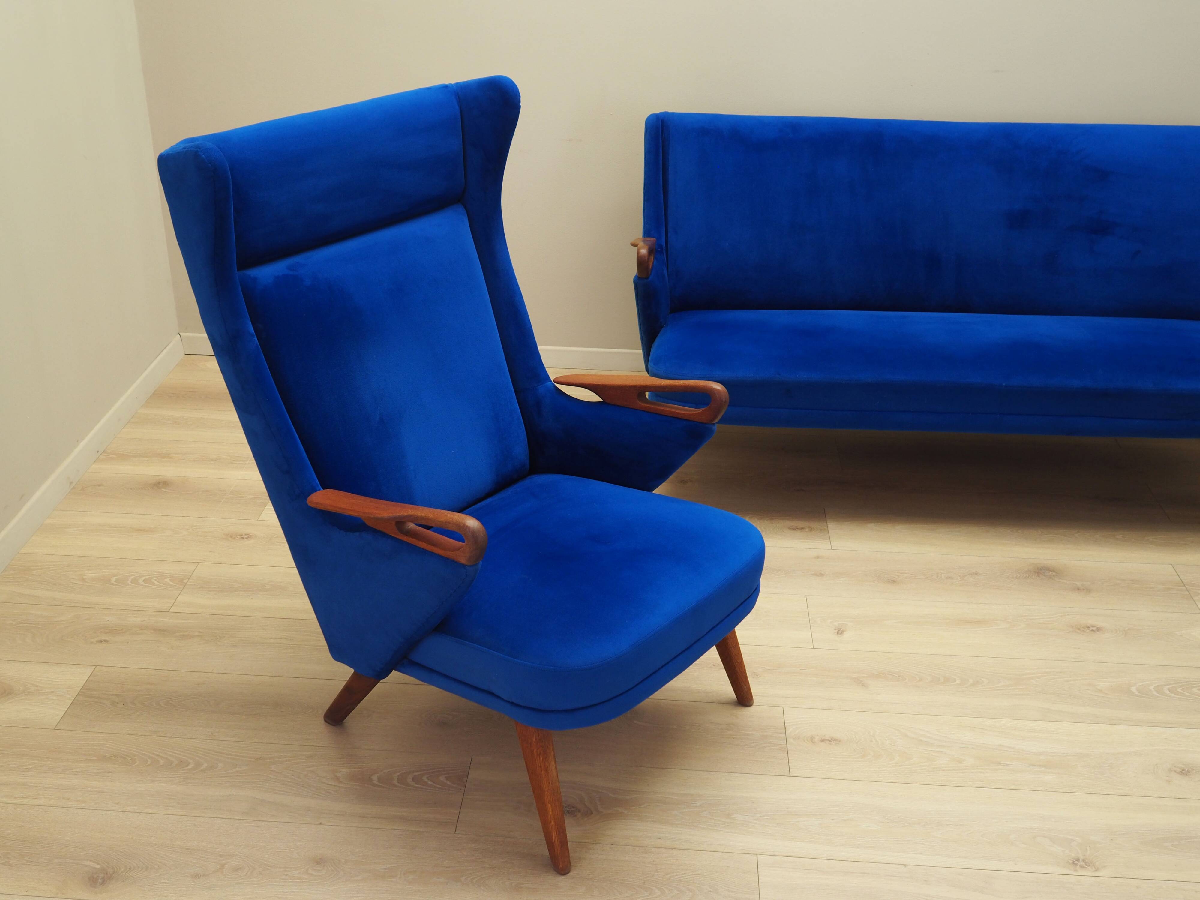 Blue living room set, Danish design, 1960s, designer: Chresten Findahl Brod