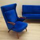 Blue living room set, Danish design, 1960s, designer: Chresten Findahl Brod
