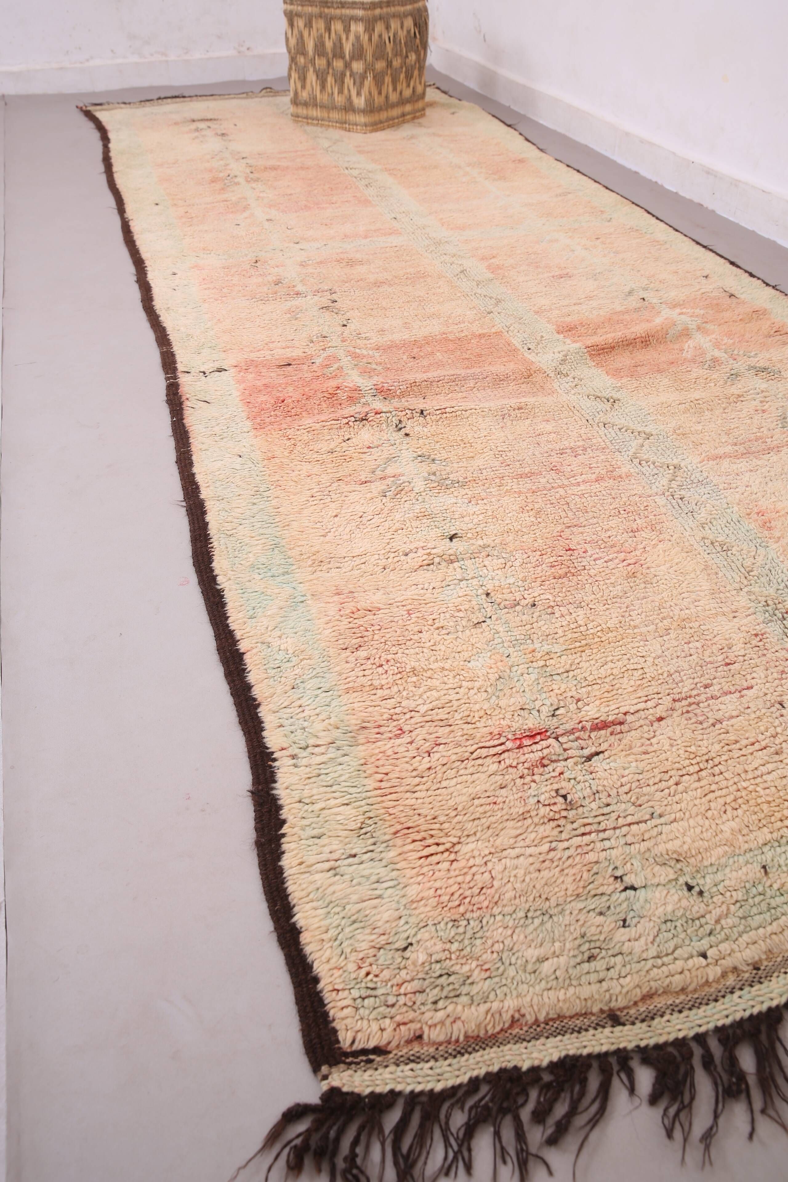 Peach Vintage Moroccan Rug 172 x 400 - Berber Wool Rug - Handmade Boho Rug