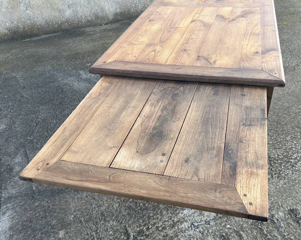Solid oak farmhouse table, one drawer, vintage, early 20th century.