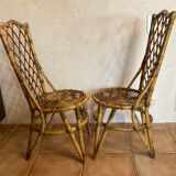 Pair of vintage rattan chairs Louis Sognot