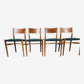 Set of 4 Scandinavian teak chairs by LÜBKE 1960