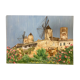 Watercolor landscape with vintage mills