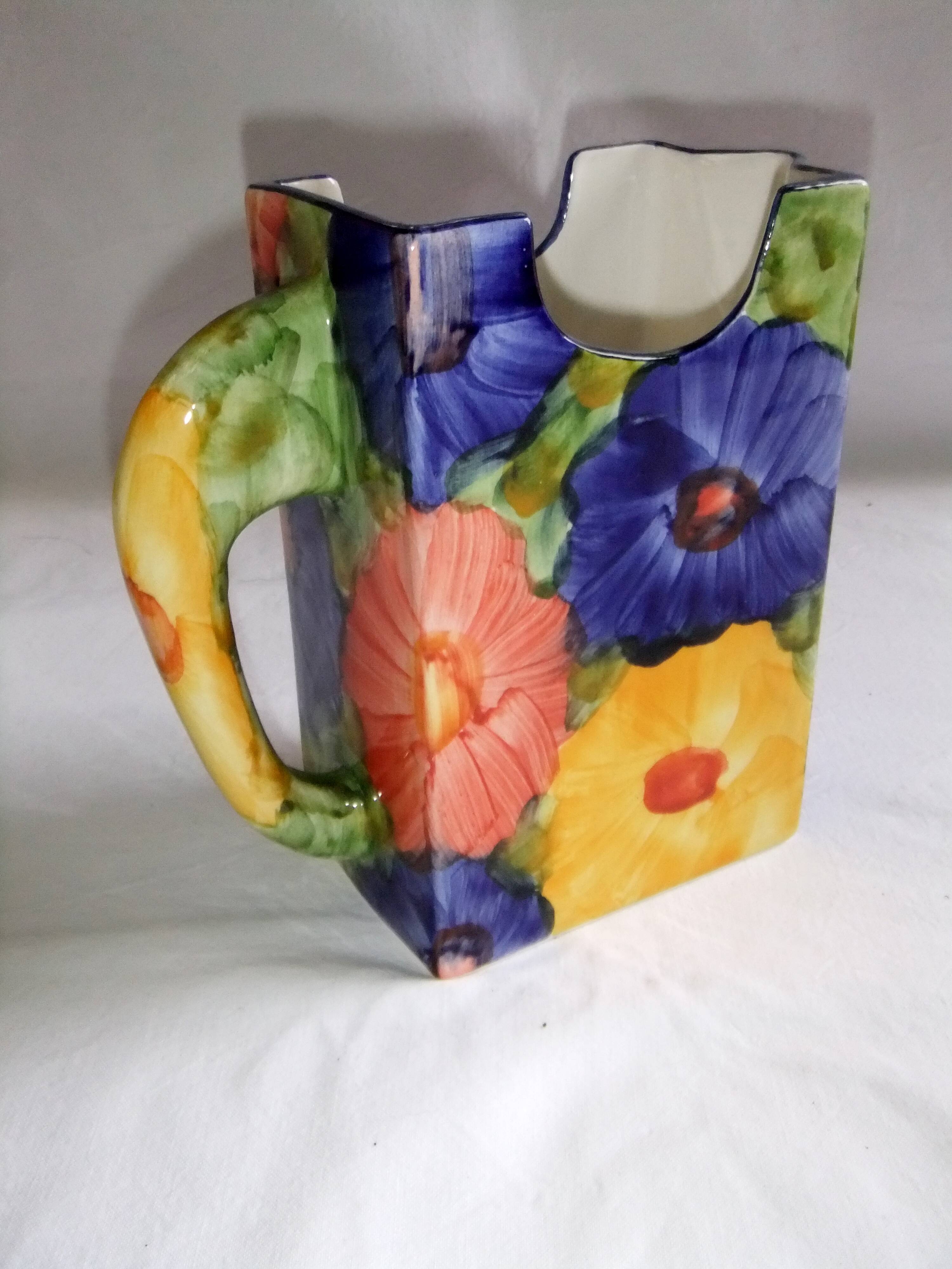 Pichet vase céramique décor de fleurs