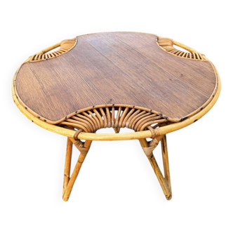 Table basse tripode en rotin Janine Abraham