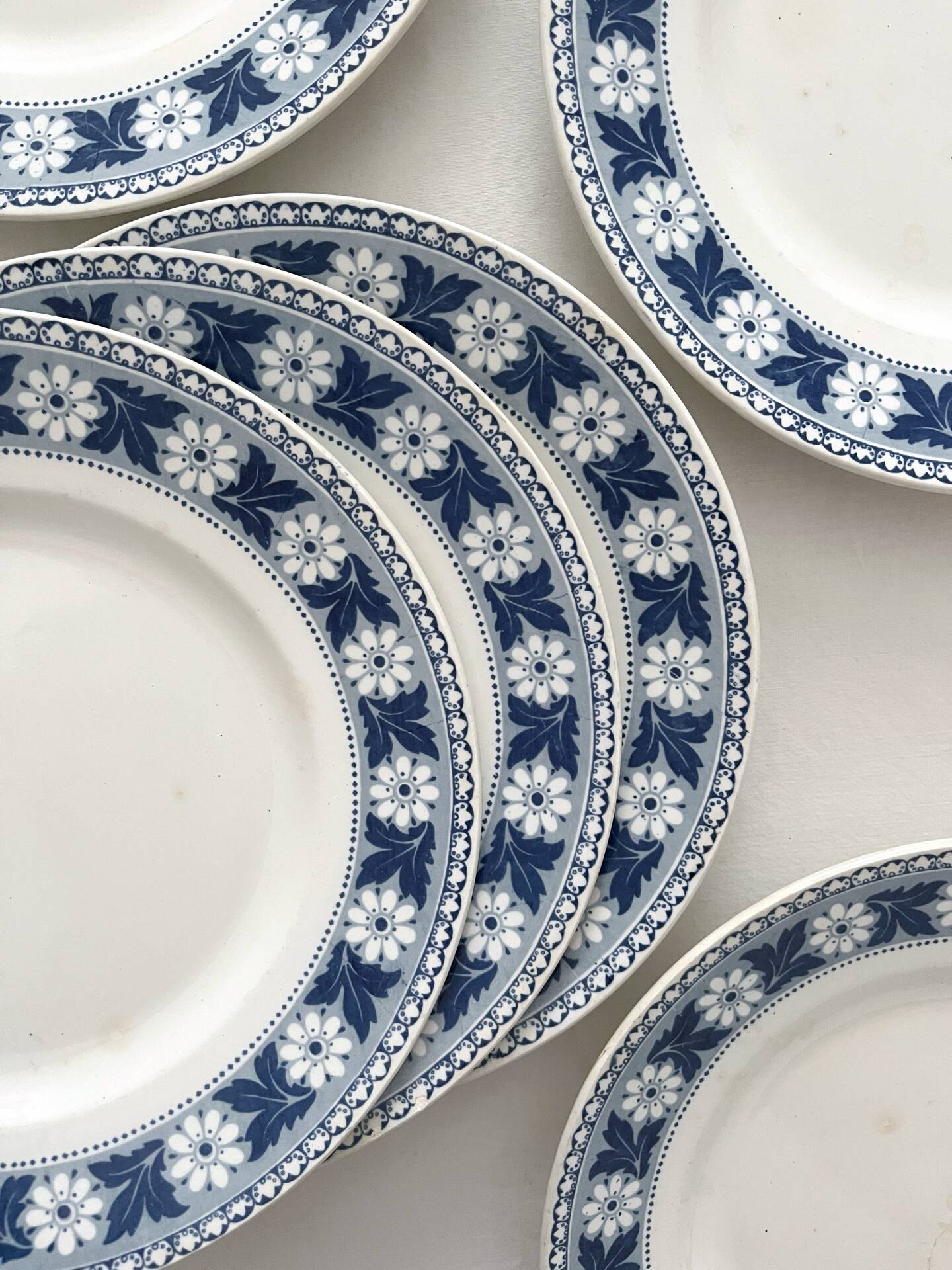 6 antique dessert plates, ironstone "Nancy" Sarreguemines