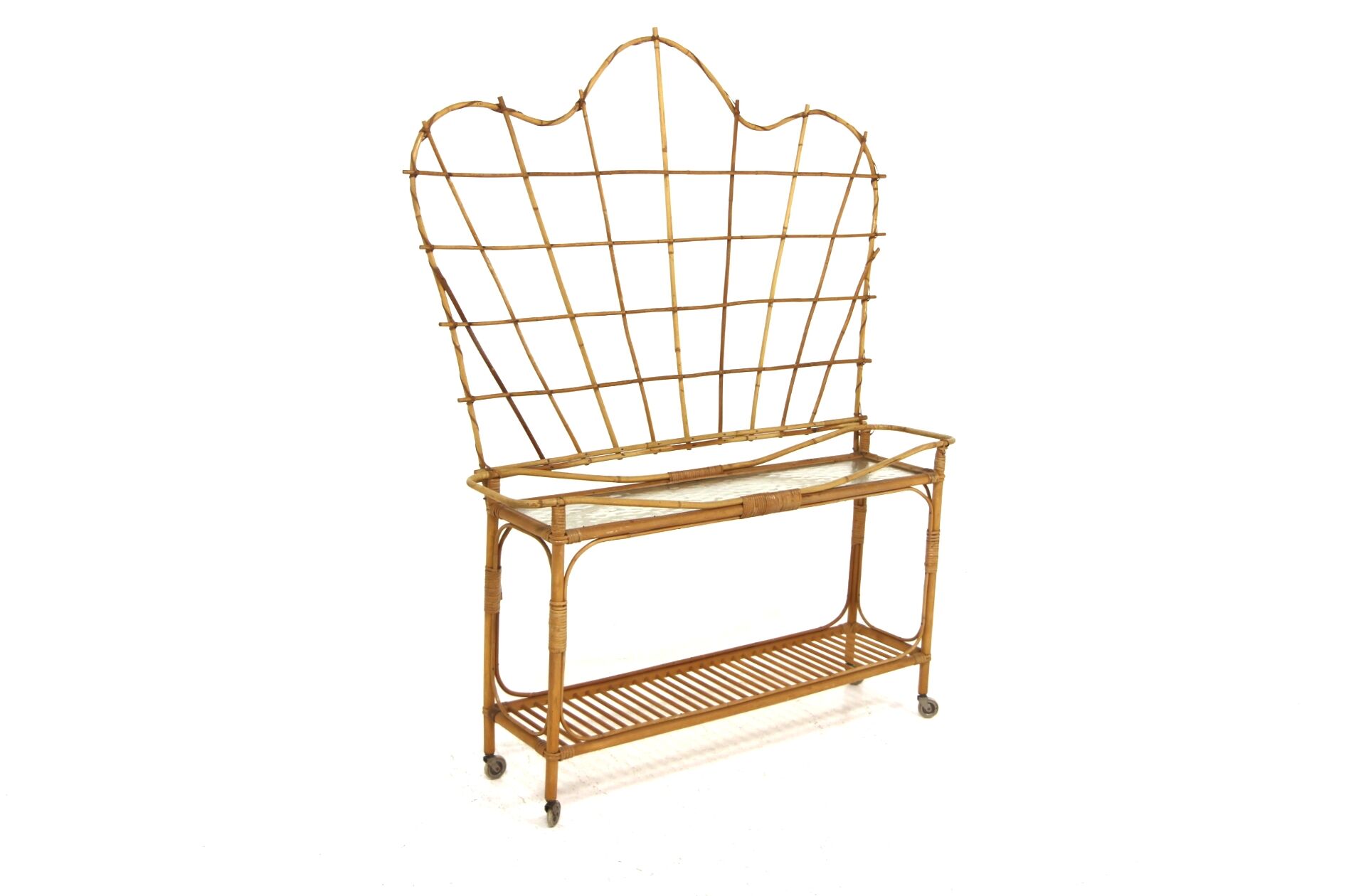 Scandinavian indoor planter in rattan, Sweden, 1960