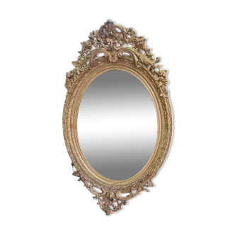 Miroir medaillon dore du xix ème siecle